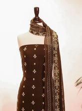 Royal Fashion Embroidered Chiffon Suits Unstitched 2 Piece - RF25EE 78 MEHINDI
